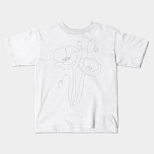 poppies line drawing 2 Kids T-Shirt